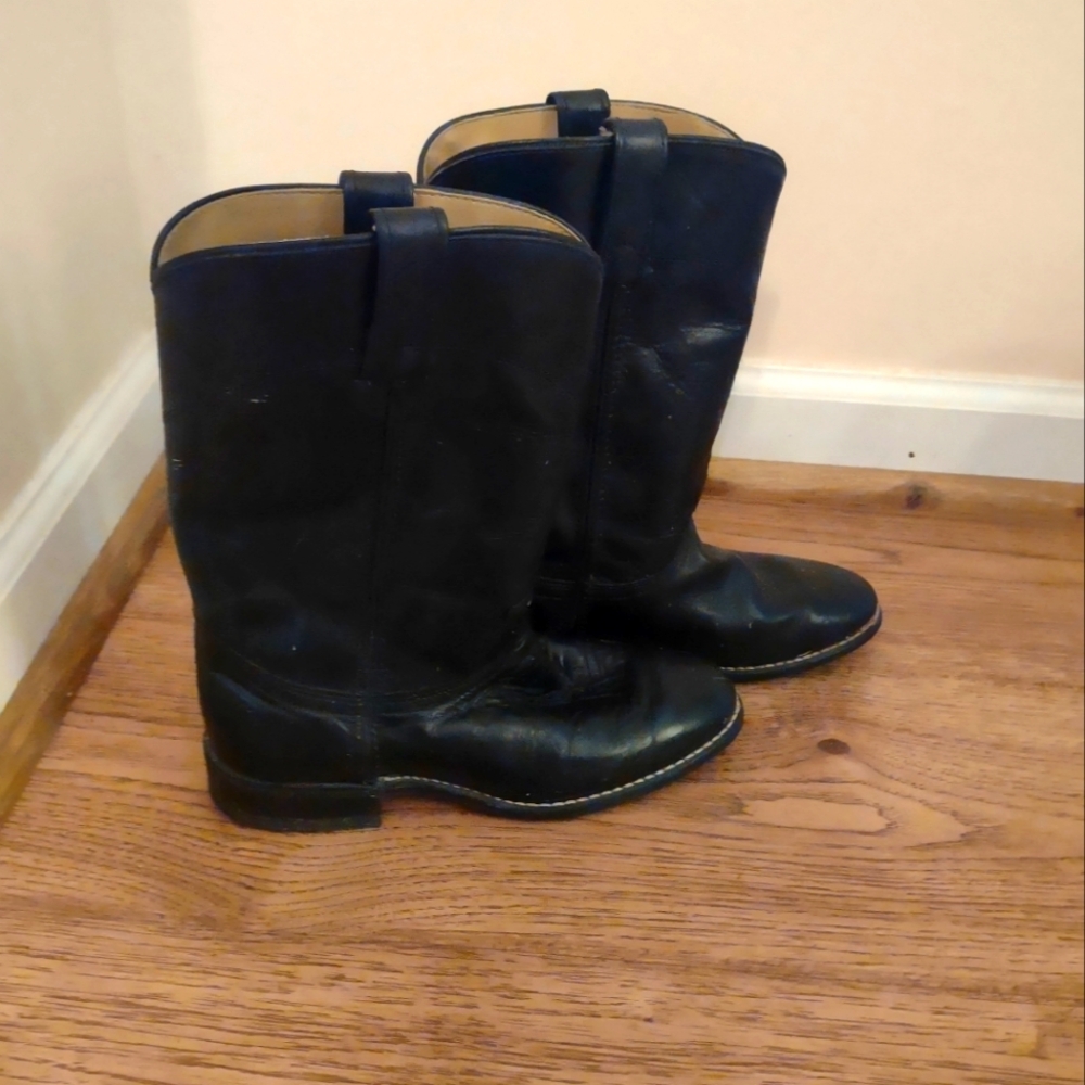 Ladies Black Leather Western Ropers